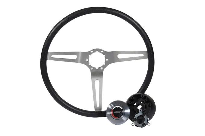 Classic Performance 15" Steering Wheel Kit - 3-Spoke, OEM Fit for 69-72 Chevy & BOP A-Body 3SSW-K6972-BLACK