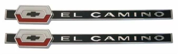 AMD Bedside Emblems, "El Camino" with Bowtie Logo, LH/RH Pair, 64 El Camino T-4815