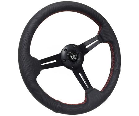 Auto Pro USA VSW S6 Sport Leather Steering Wheel ST3586BLK-RED