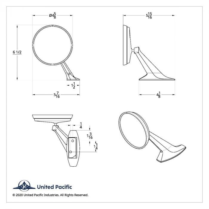 United Pacific 110745 Exterior Mirror Bundle for 1955-57 Chevy Passenger Car