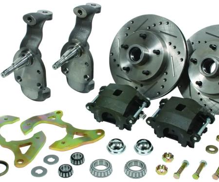 Classic Performance Front Disc Brake Kit with 2" Drop Spindles for 58- 70 Chevy Full Size 5x4.75, 11" Rotors, Drilled/Slotted 5870SWBK-D-ARGX