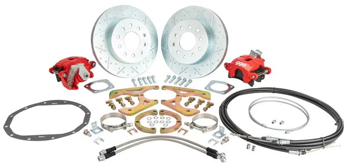 Classic Performance 11" Rear Disc Brake Wheel Kit w/ E-Brakes 58-64 Chevy Full Size, Red Calipers, 5 x 4.75 5864RWBK-E-UG-R