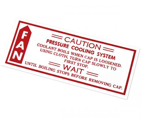 El Camino Engine Compartment Decal, Caution Fan, 1979-1980