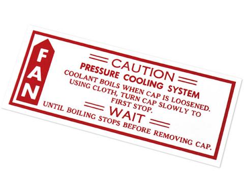 El Camino Engine Compartment Decal, Caution Fan, 1979-1980