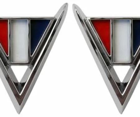 AMD Fender Emblems, V Logo, LH/RH Pair, 64 Chevelle El Camino T-4006