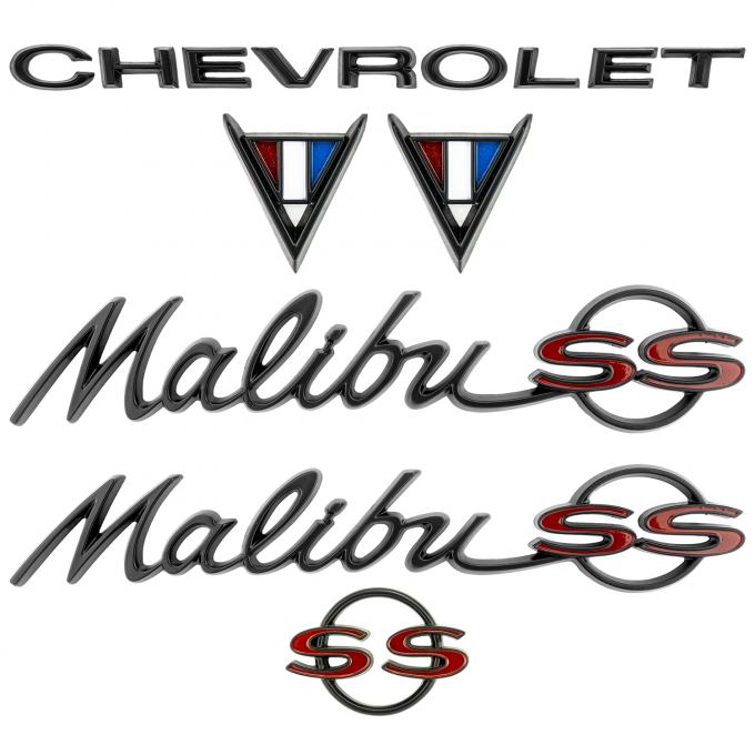 Trim Parts 1964-67 Chevrolet Malibu Emblem Kit Black & Red 4100R