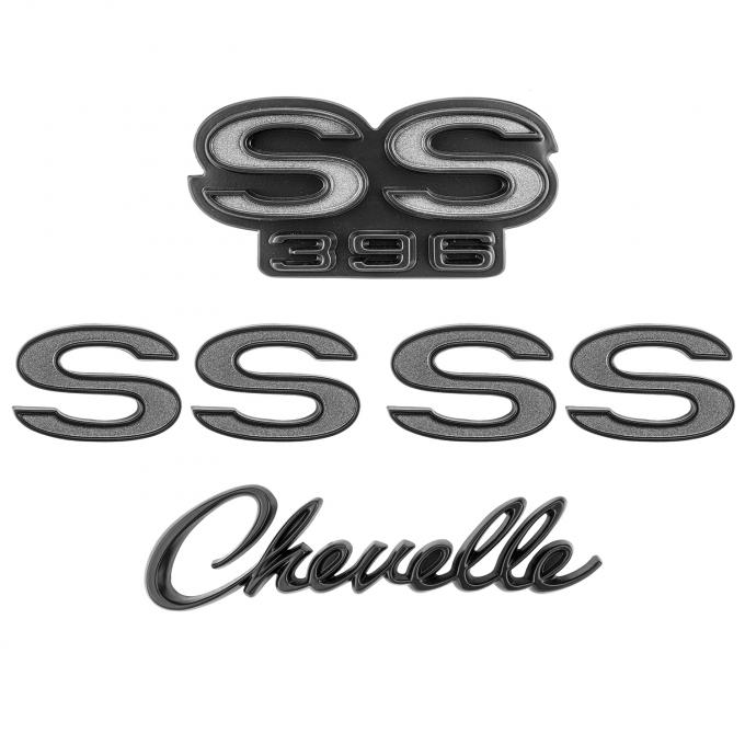 Trim Parts 1968-69 Chevrolet Chevelle Emblem Kit Black & Gray 4101G