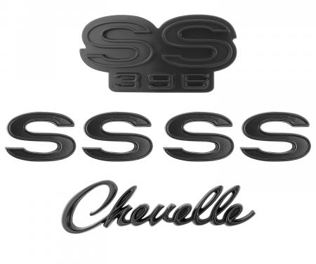 Trim Parts 1968-69 Chevrolet Chevelle Emblem Kit Black 4101B