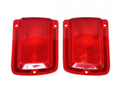 Trim Parts 1965 Chevrolet Chevelle Red Tail Light Lens W/O Chrome Trim, Pair A4206