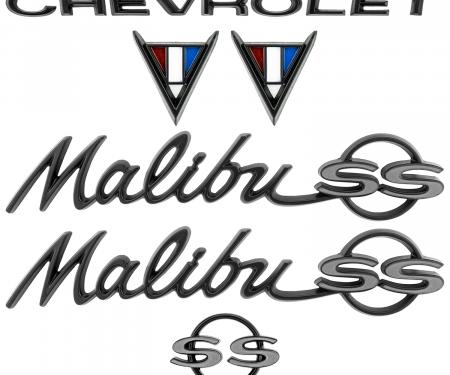 Trim Parts 1964-67 Chevrolet Malibu Emblem Kit Black & Gray 4100G