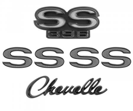 Trim Parts 1968-69 Chevrolet Chevelle Emblem Kit Black & Gray 4101G