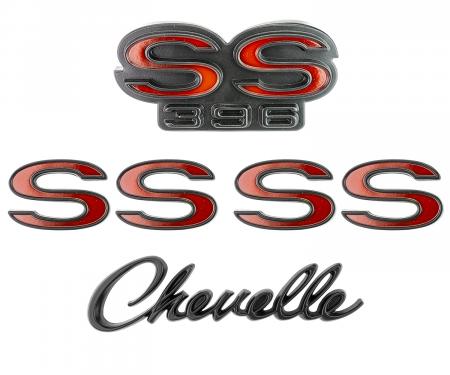 Trim Parts 1968-69 Chevrolet Chevelle Emblem Kit Black & Red 4101R