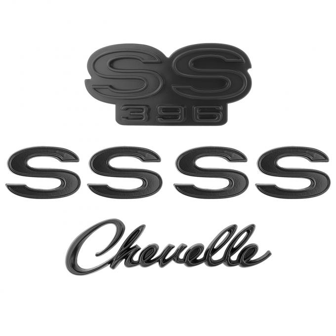 Trim Parts 1968-69 Chevrolet Chevelle Emblem Kit Black 4101B