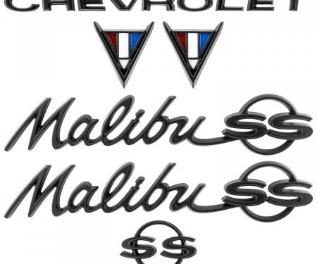 Trim Parts 1964-67 Chevrolet Malibu Emblem Kit Black 4100B