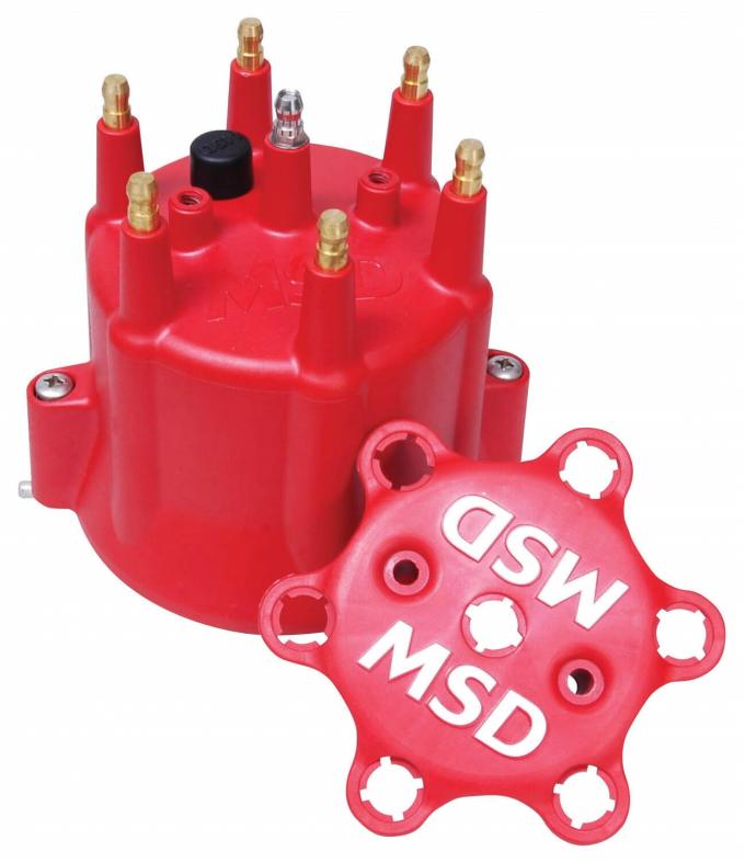 MSD Chevy 6 Cylinder HEI Distributor Cap w/Retainer 8014