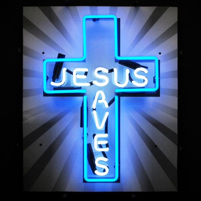 Neonetics Standard Size Neon Signs, Jesus Saves Neon Sign