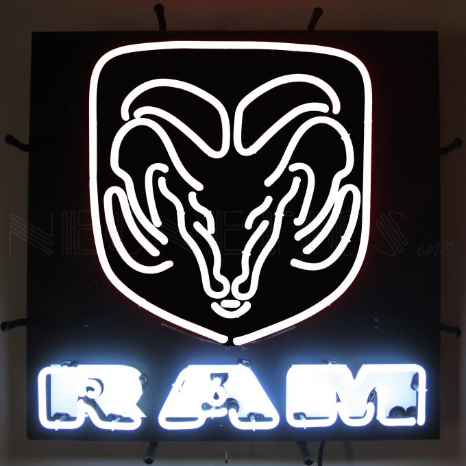 Neonetics Standard Size Neon Signs, Ram White Neon Sign with Backing