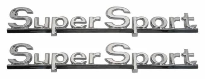 AMD Quarter Panel Emblems, "Super Sport", LH/RH Pair, 66 Chevelle T-4315
