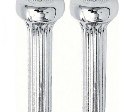 Chevelle Door Lock Knobs, Ribbed, Die-Cast Metal, Chrome, 1968-1972