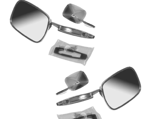 Redline Restomotive® 1968-1974 GM Car Left and Right Hand Outside Door Mirror with Rib Design