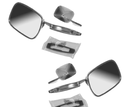 Redline Restomotive® 1968-1974 GM Car Left and Right Hand Outside Door Mirror with Rib Design