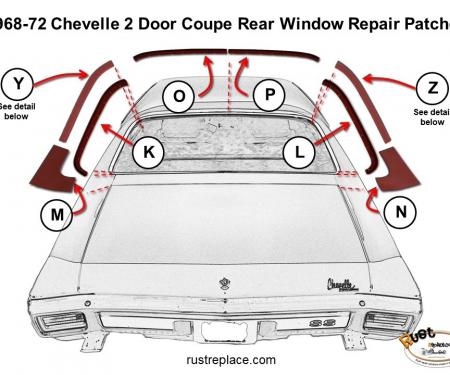 Chevelle Quarter Window Rear Edge Patch, Left, 1968-1972