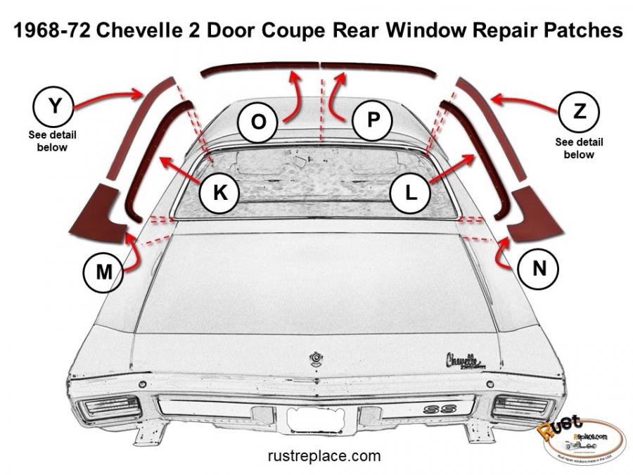 Chevelle Quarter Panel Rear Window Repair Channel Right 1968 1972
