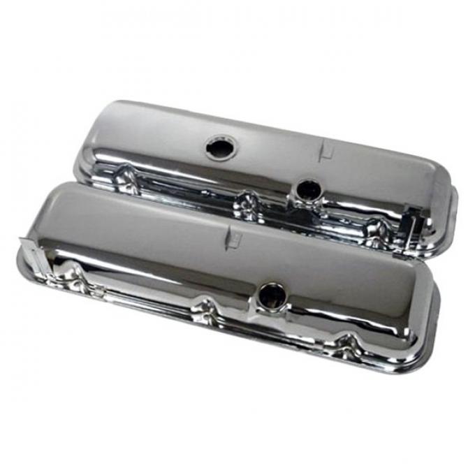 Chevelle Valve Covers, Big Block, Chrome, For Cars Without Power Brakes, 1965-1972