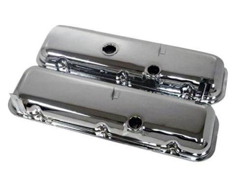 Chevelle Valve Covers, Big Block, Chrome, For Cars Without Power Brakes, 1965-1972