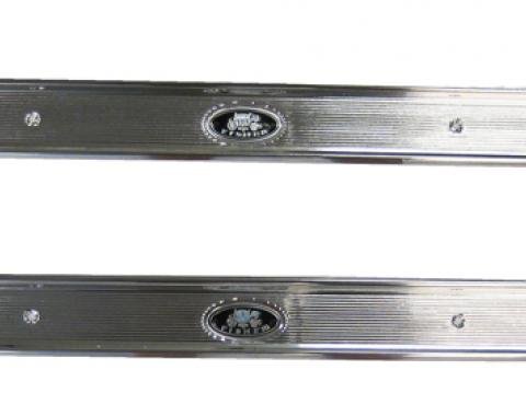 Chevelle Sill Plates, With Fisher Emblems, For 2-Doors Cars, 1968-1972