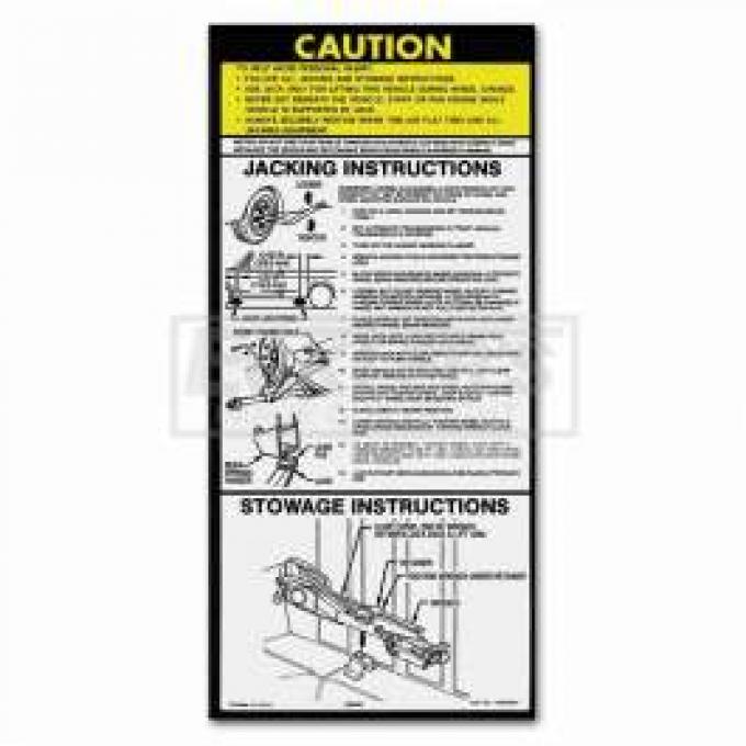 Chevy Or GMC Jacking Instructions Decal, S-10 & S-15, Including Blazer & Jimmy, 1982-1986