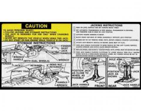 Chevy Or GMC Jacking Instructions Decal, 1978-1979