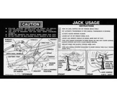 Chevy Or GMC Jacking Instructions Decal, With Standard Style Jack, 1974-1977