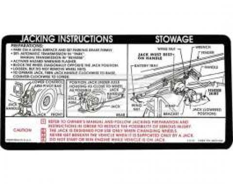 Chevy Or GMC Jacking Instructions Decal, 1973