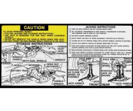 Chevy Or GMC Jacking Instructions Decal, 1978-1979