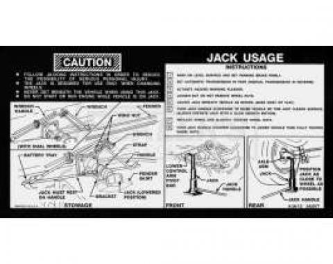 Chevy Or GMC Jacking Instructions Decal, With Standard Style Jack, 1974-1977