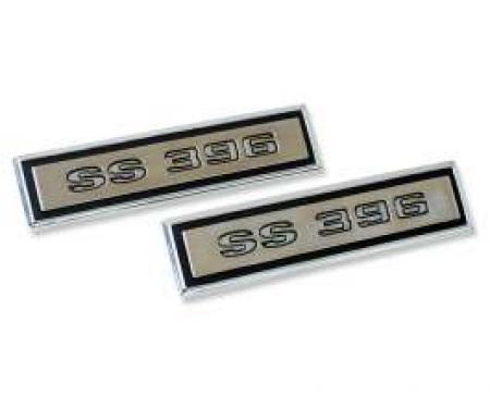 Chevelle Door Panel Emblems, Front, 2-Door Coupe, SS396, 1968