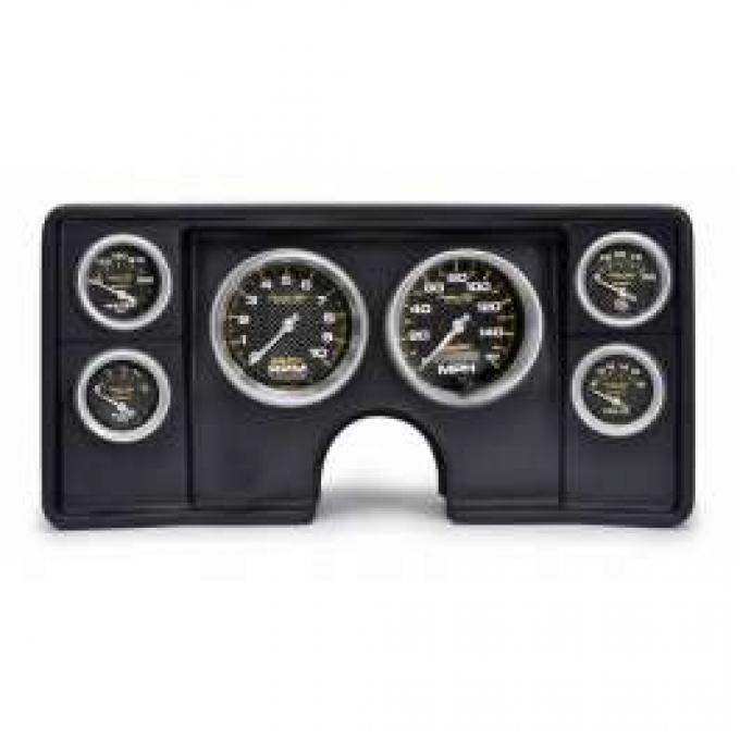 Malibu Instrument Cluster Panel, Black Finish, With Carbon Fiber Series Gauges, 1982-1983
