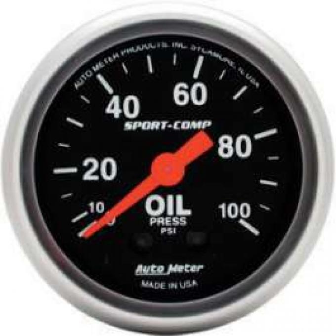 Chevelle Oil Pressure Gauge, Mechanical, Sport-Comp Series, Autometer, 1964-1972