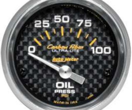 Chevelle Oil Pressure Gauge, Electric, Carbon Fiber Series, Autometer, 1964-1972