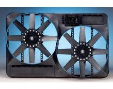 Chevelle Engine Cooling Fan Kit, Electric, Universal, Dual,4600 CFM, With Adjustable Thermostat, Flex-a-lite, 1964-1972