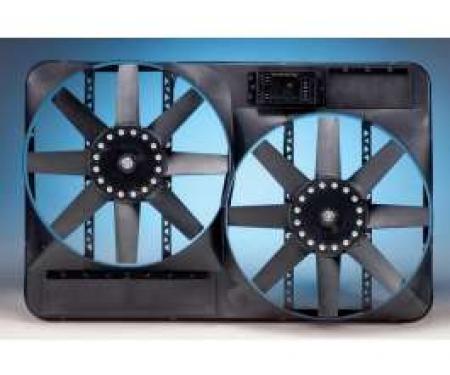 Chevelle Engine Cooling Fan Kit, Electric, Universal, Dual,4600 CFM, With Adjustable Thermostat, Flex-a-lite, 1964-1972