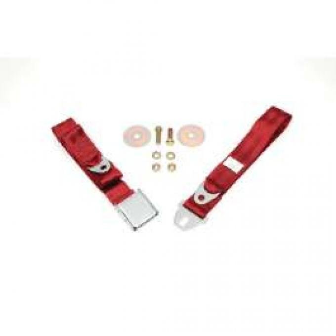 Seatbelt Solutions 1964-1966 Chevelle, Rear Lap Belt, 60" with Chrome Lift Latch 1800602007 | Red