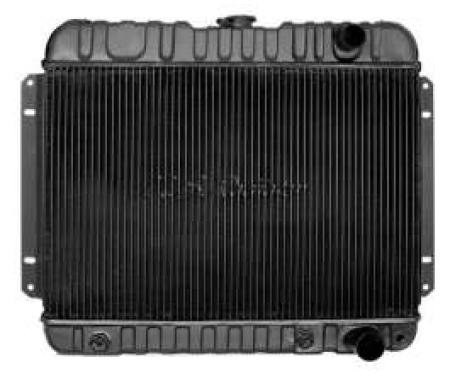 Chevelle Radiator, Small Block, 4-Row, Straight Outlet, For Cars With Manual Transmission & Without Air Conditioning, Desert Cooler, U.S. Radiator, 1964-1965