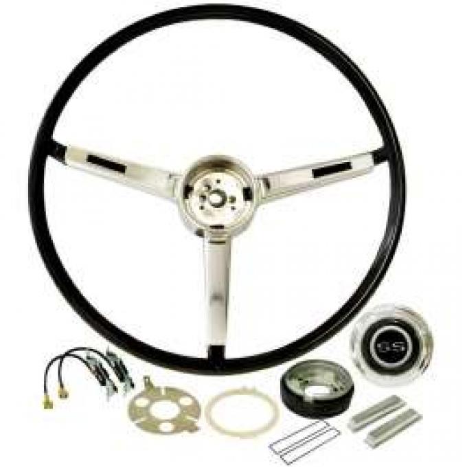 Chevelle Steering Wheel Kit, 3-Spoke, Deluxe, Super Sport (SS), Black, 1967