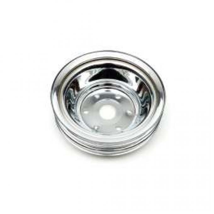 Chevelle Crankshaft Pulley, Small Block, Triple Groove, Chrome, 1969-1972