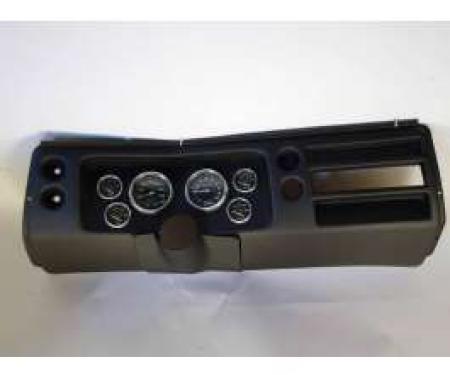 Chevelle Instrument Cluster Panel, Black Finish, With Carbon Fiber Series Gauges, 1968