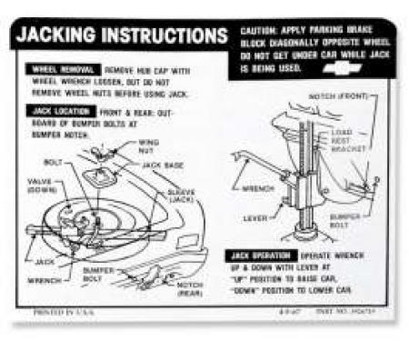 Chevelle Jacking Instructions (Exc SS), 1968-1969