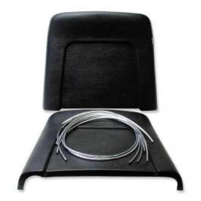 Chevelle Bucket Seat Back Shells, Black, With Chrome Trim, 1968