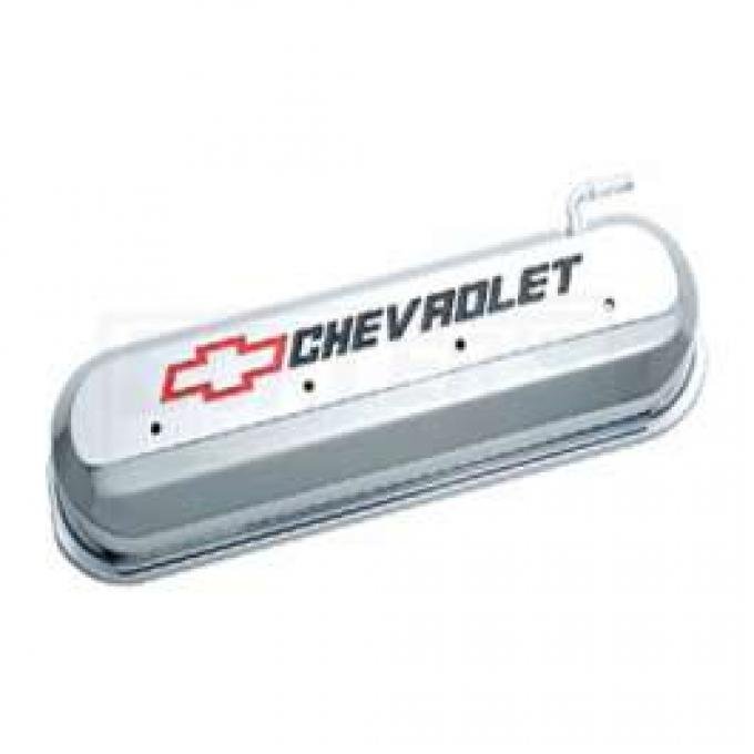 LS V8, Valve Cover, Chrome With Recessed Red And Black Emblems